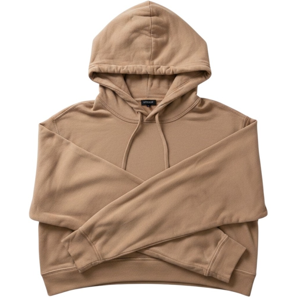Bleusalt The Crop Hoodie Relaxed Pullover Camel Tan Minimalist Loungewear 1/S